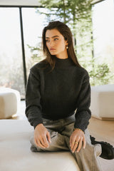 Eloise Mock Neck Sweater in Charcoal