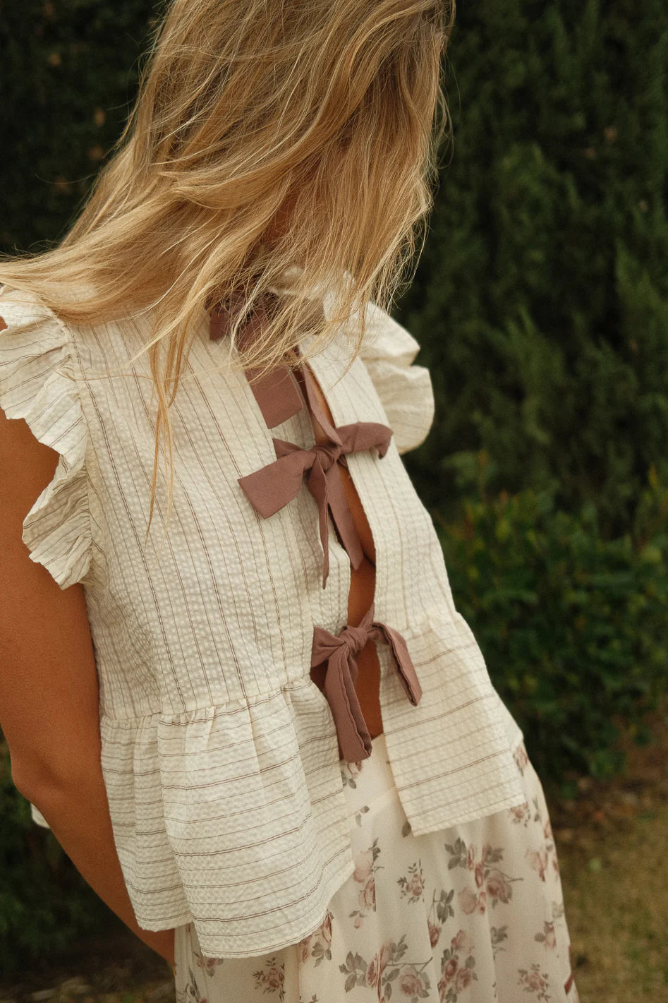 Kadie Tie Front Blouse in Mocha