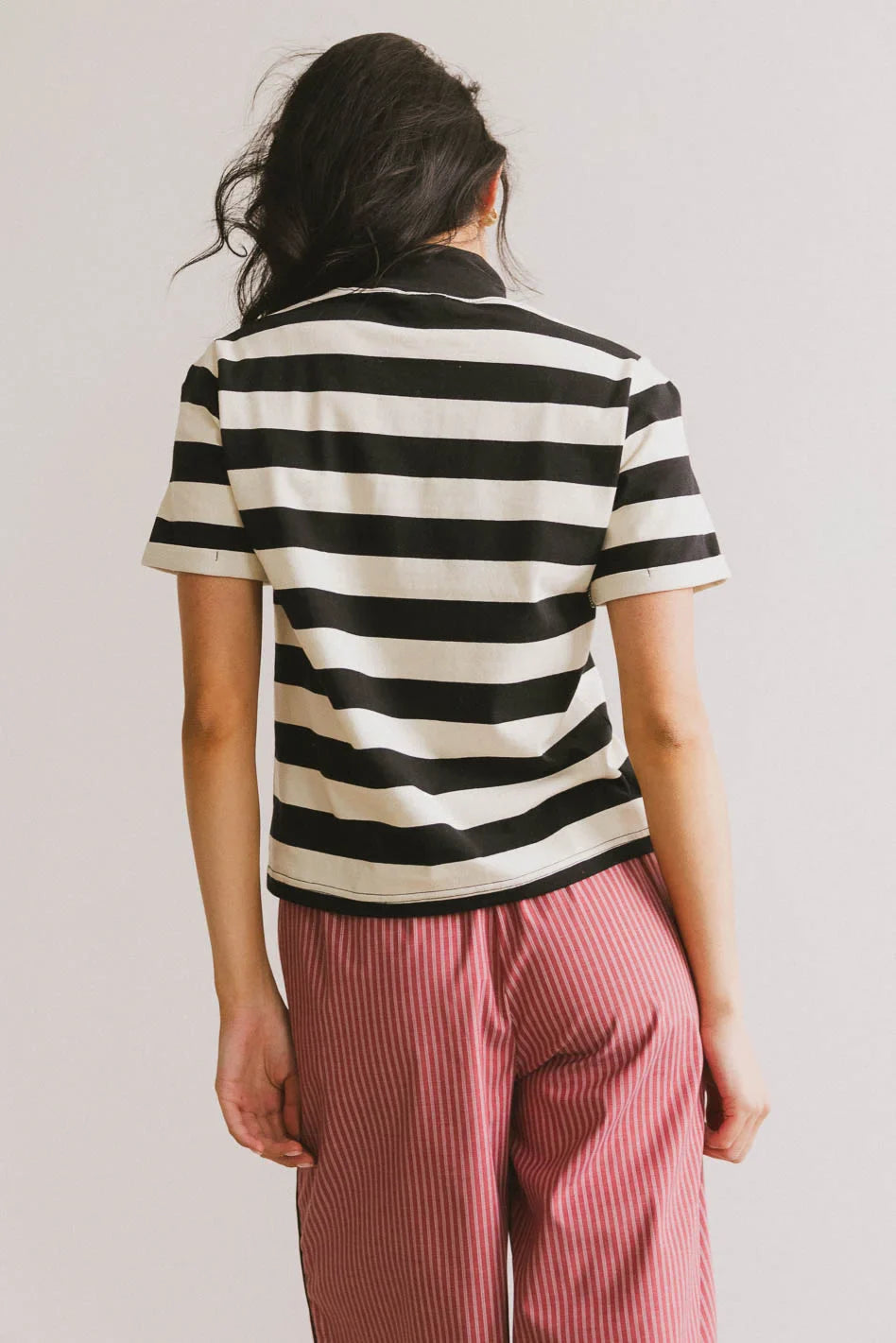 Grenna Striped Top in Black