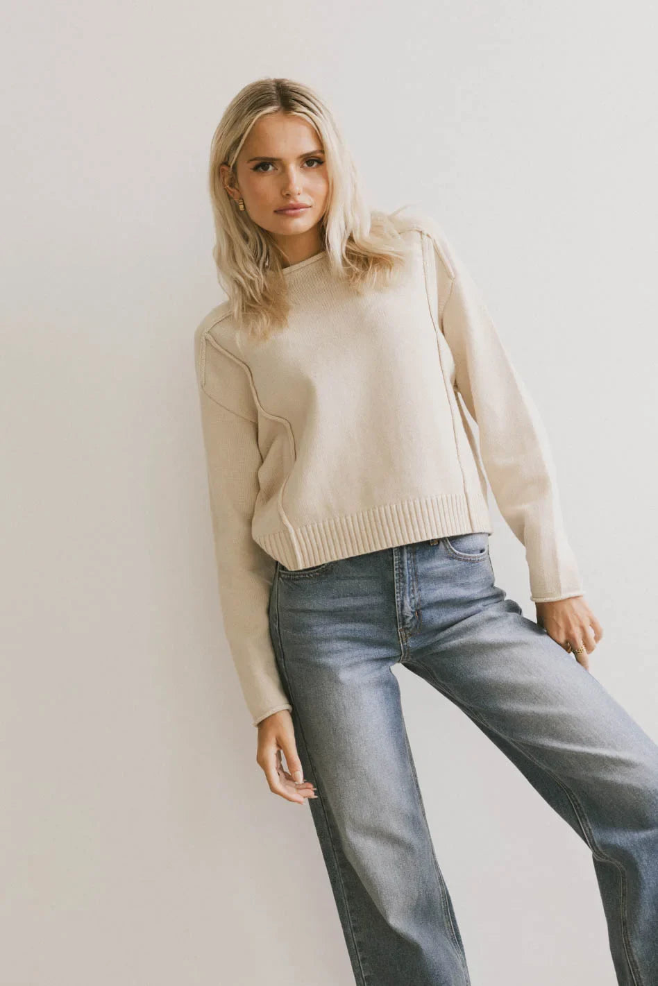 Leander Knit Sweater in Oatmeal