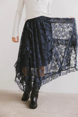 Elsie Lace Midi Skirt in Navy