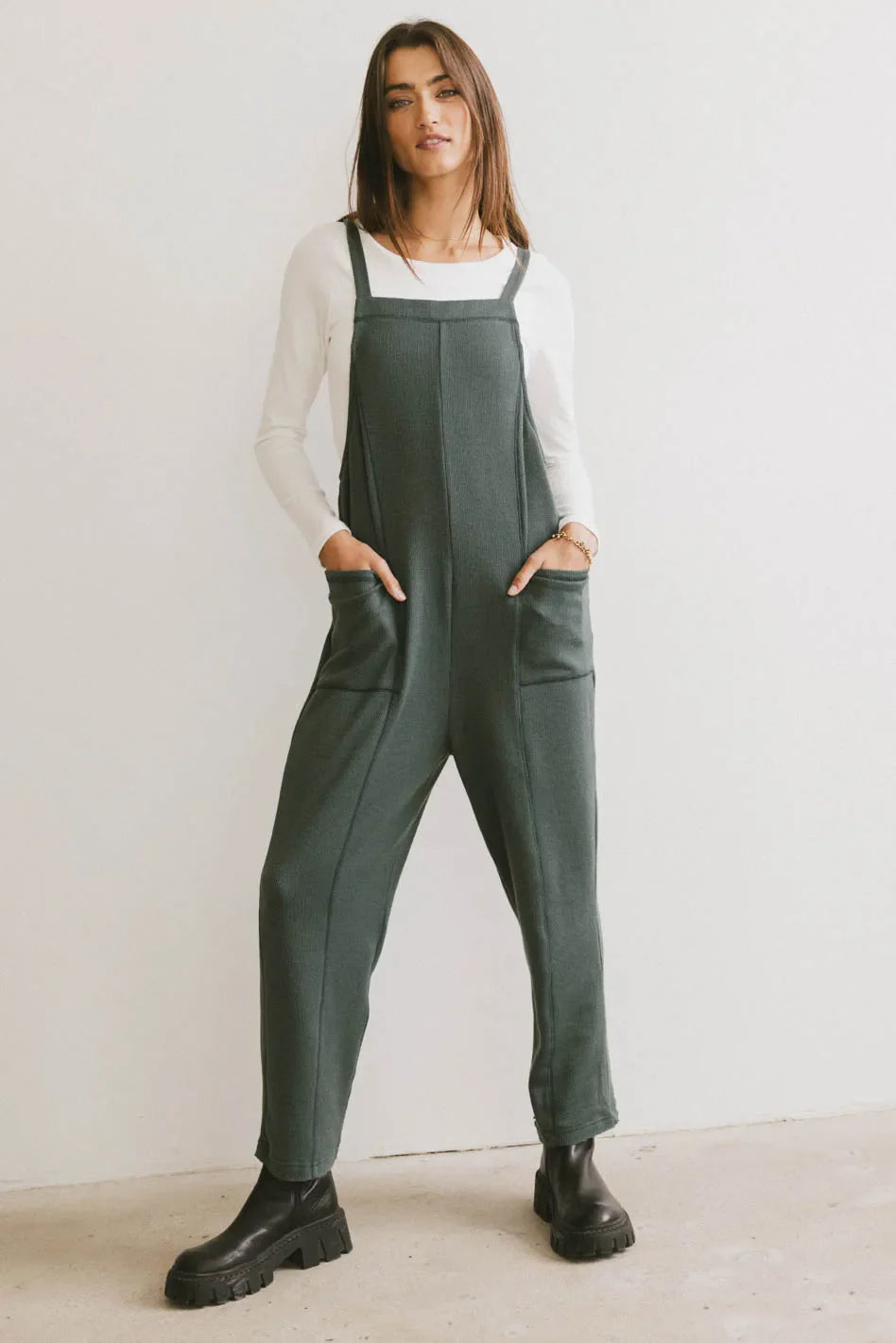 Kestrel Knit Overall in Moss - FINAL SALE