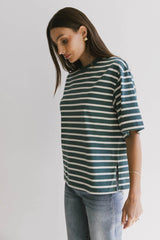 Freddie Striped Tee in Teal