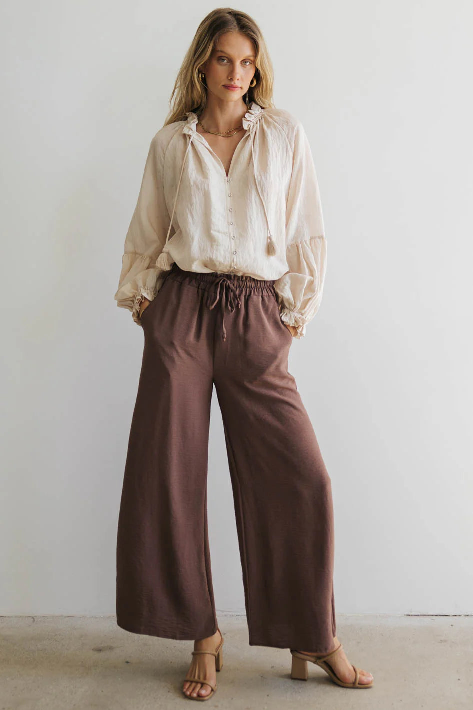 Mina Wide Leg Pants in Mocha - FINAL SALE