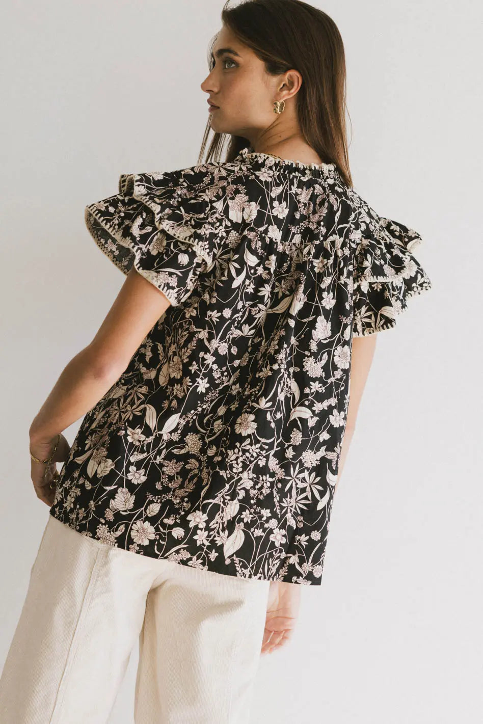 Rikki Printed Blouse in Black