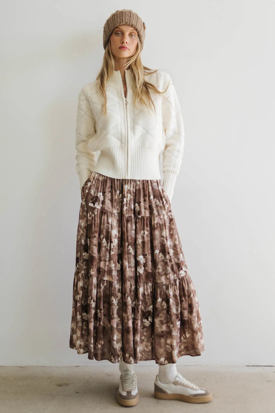 Maxine Floral Skirt in Brown