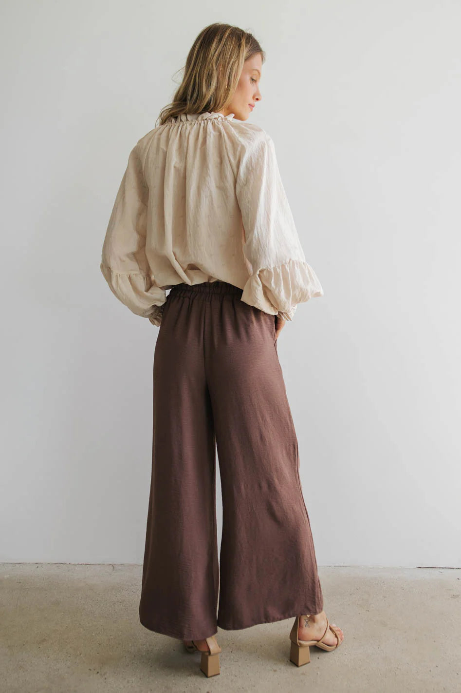 Mina Wide Leg Pants in Mocha - FINAL SALE