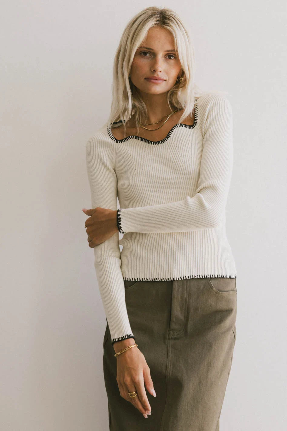 Hazel Ribbed Sweater in Cream