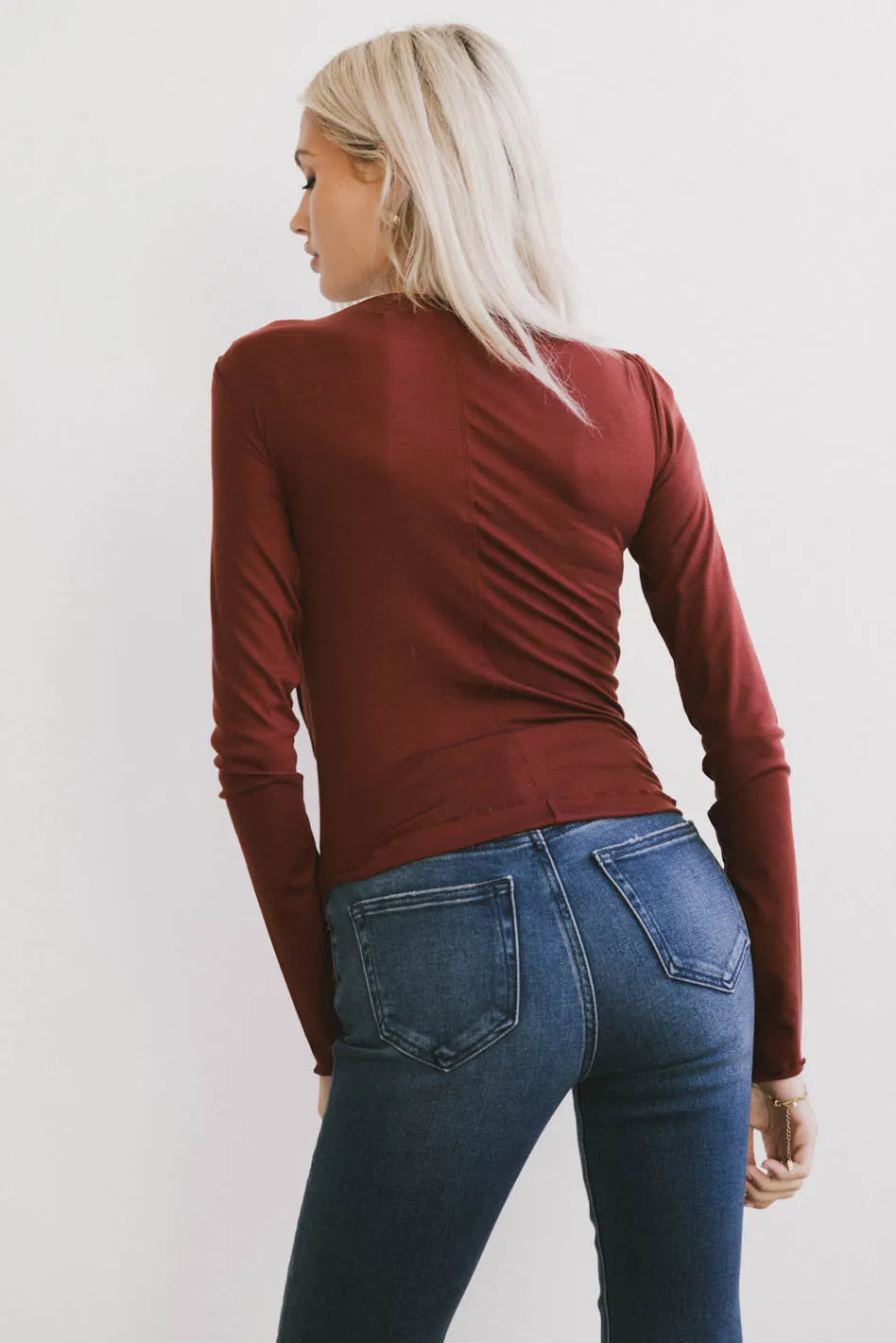 Bianca Ruched Top in Burgundy