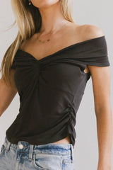 Natalia Ruched Top in Charcoal