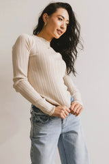 Azizi Ribbed Top in Beige