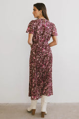 Mary Anne Floral Midi Dress in Brown