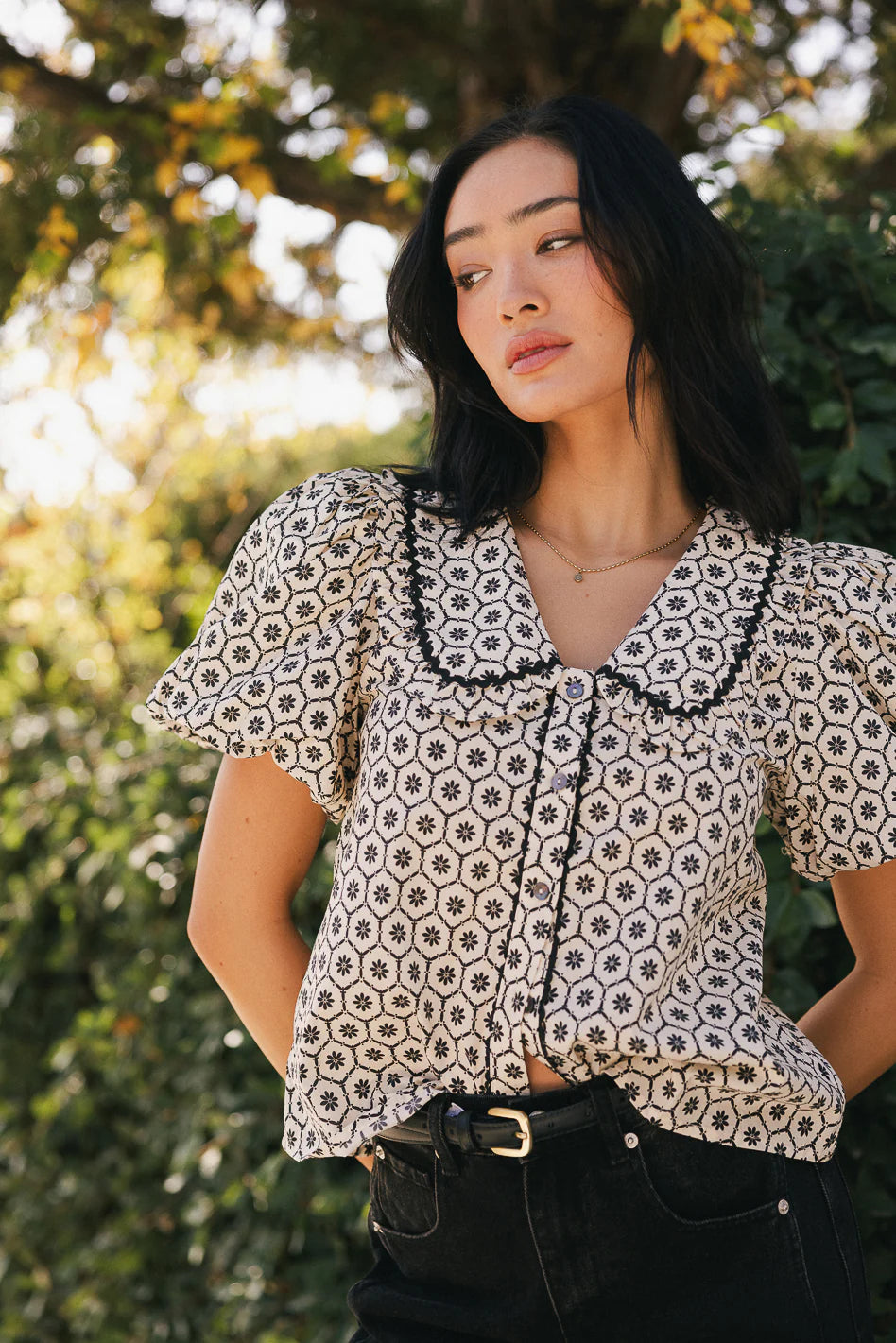 Tikoa Collared Floral Top