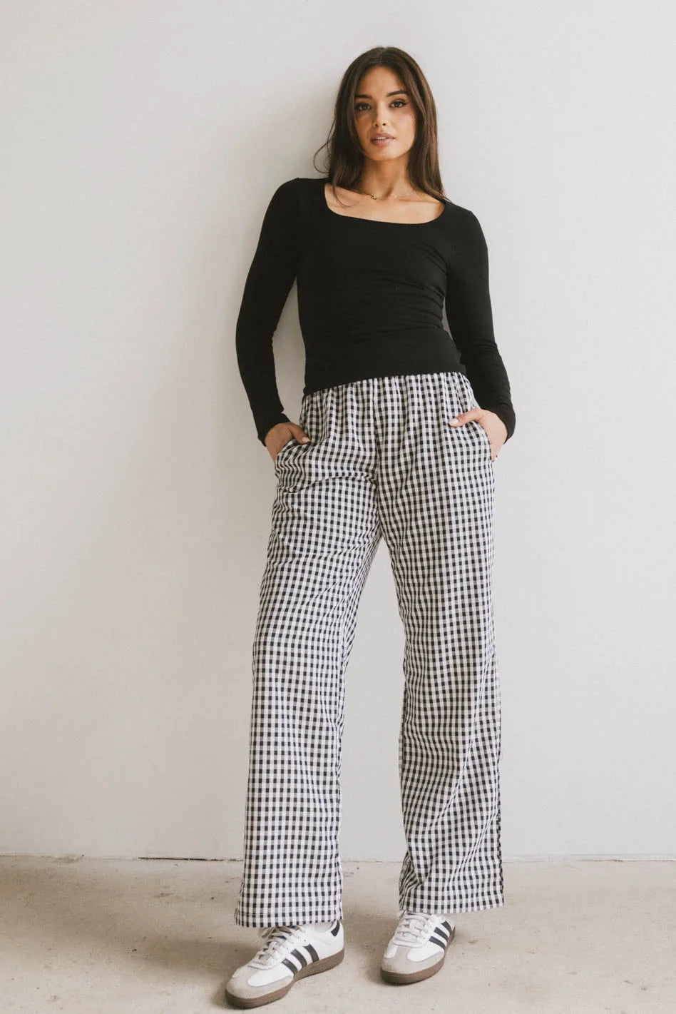 Romero Gingham Pants in Black