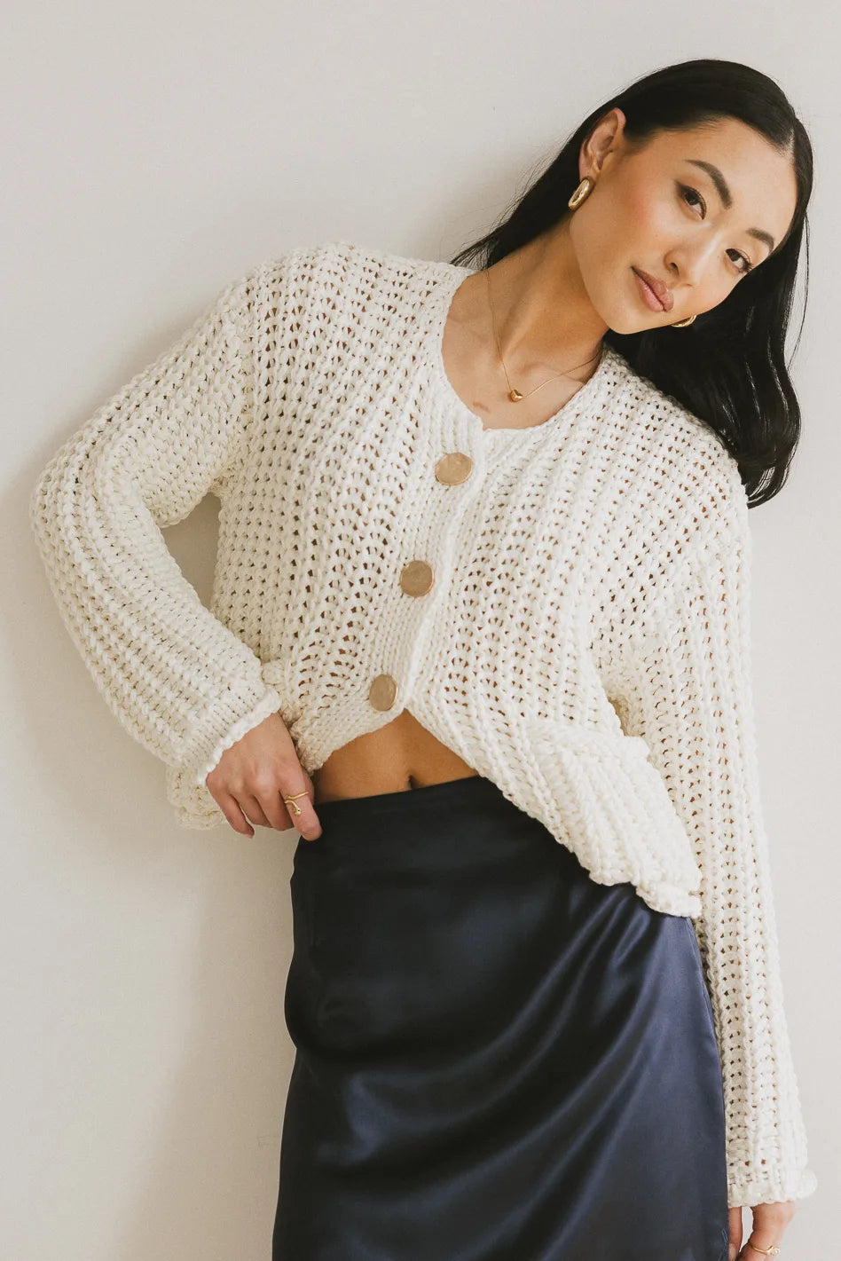 Janelle Knit Cardigan in Cream