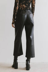 Sadie Wide Leg Pants in Black Leather