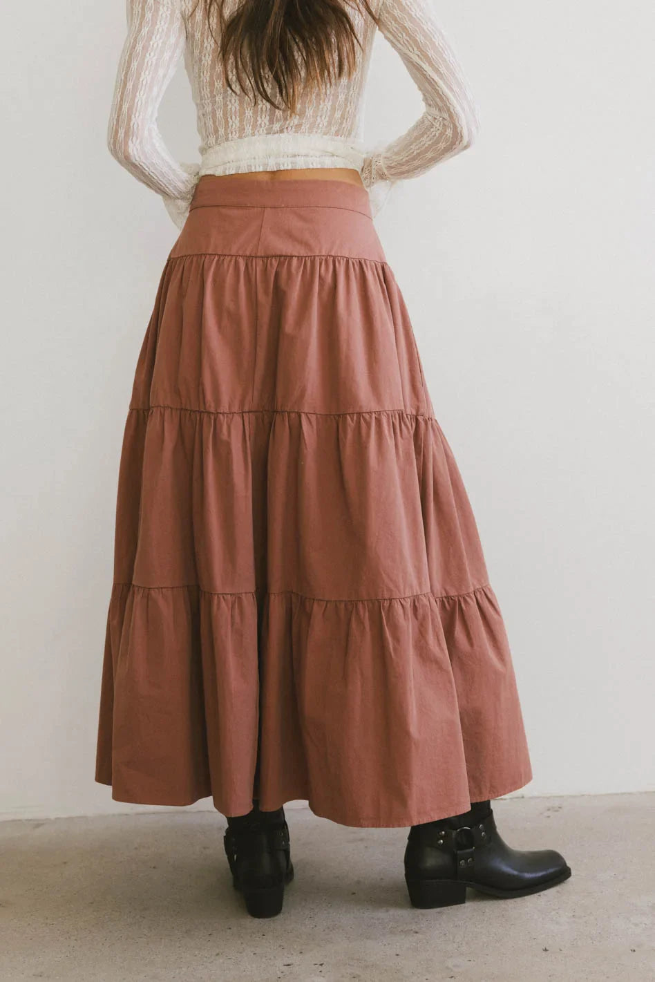 Luna Tiered Maxi Skirt in Mauve