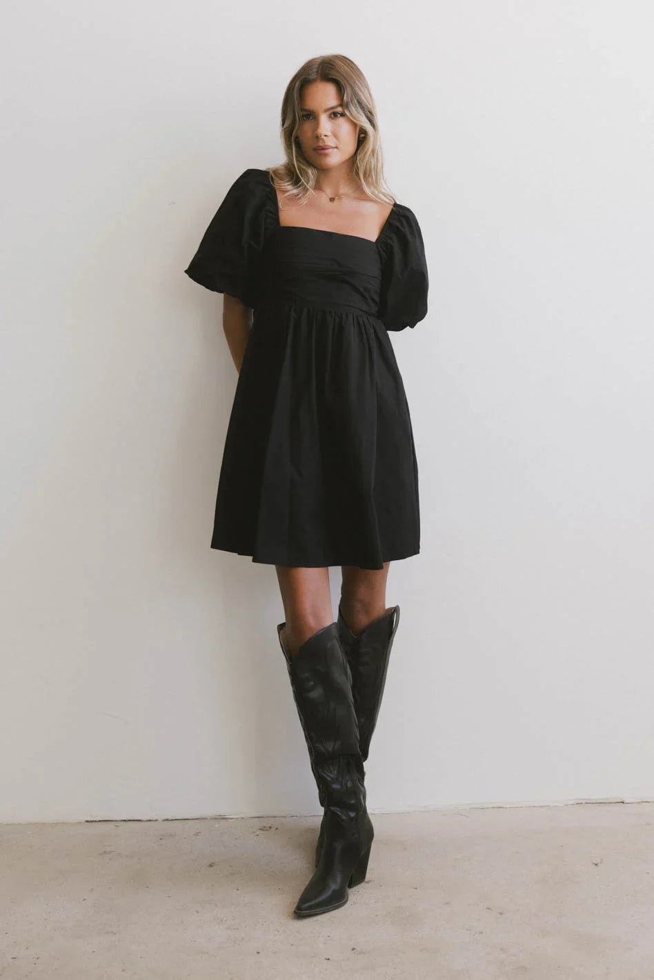 Dinah Pleated Mini Dress in Black