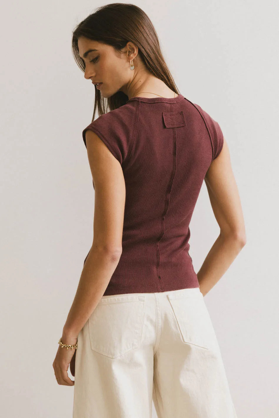 Huxley Cap Sleeve Top in Wine