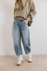 Bentlee Cropped Barrel Jeans in Medium Wash