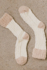 Fuzzy Contrast Socks in Yellow