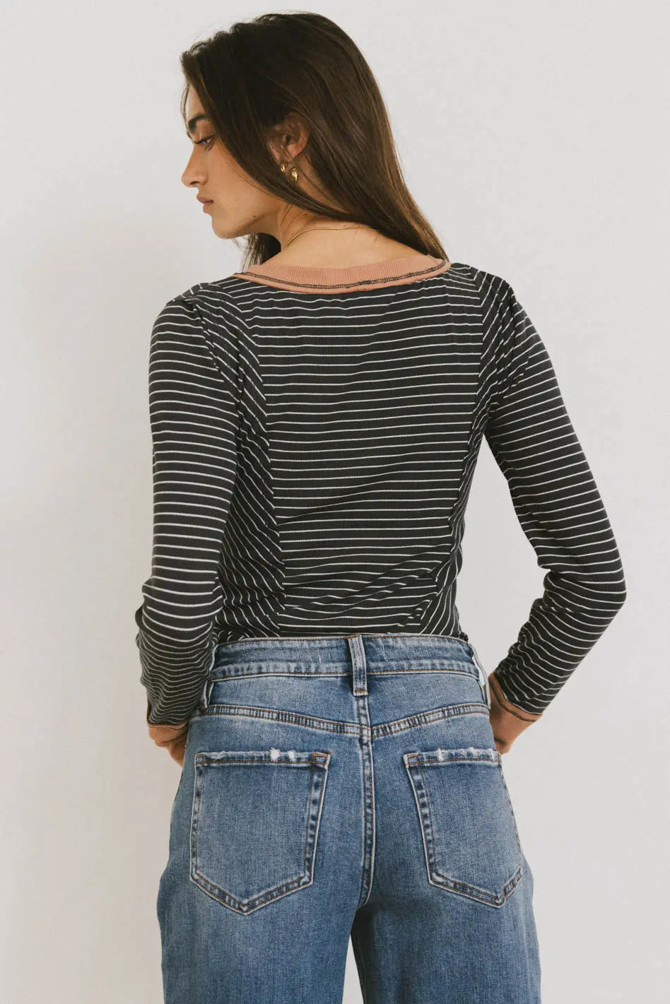 Alexandra Striped Top in Slate