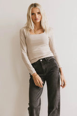 Polly Scoop Neck Top in Fog