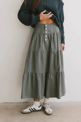 Luna Tiered Maxi Skirt in Sage - FINAL SALE