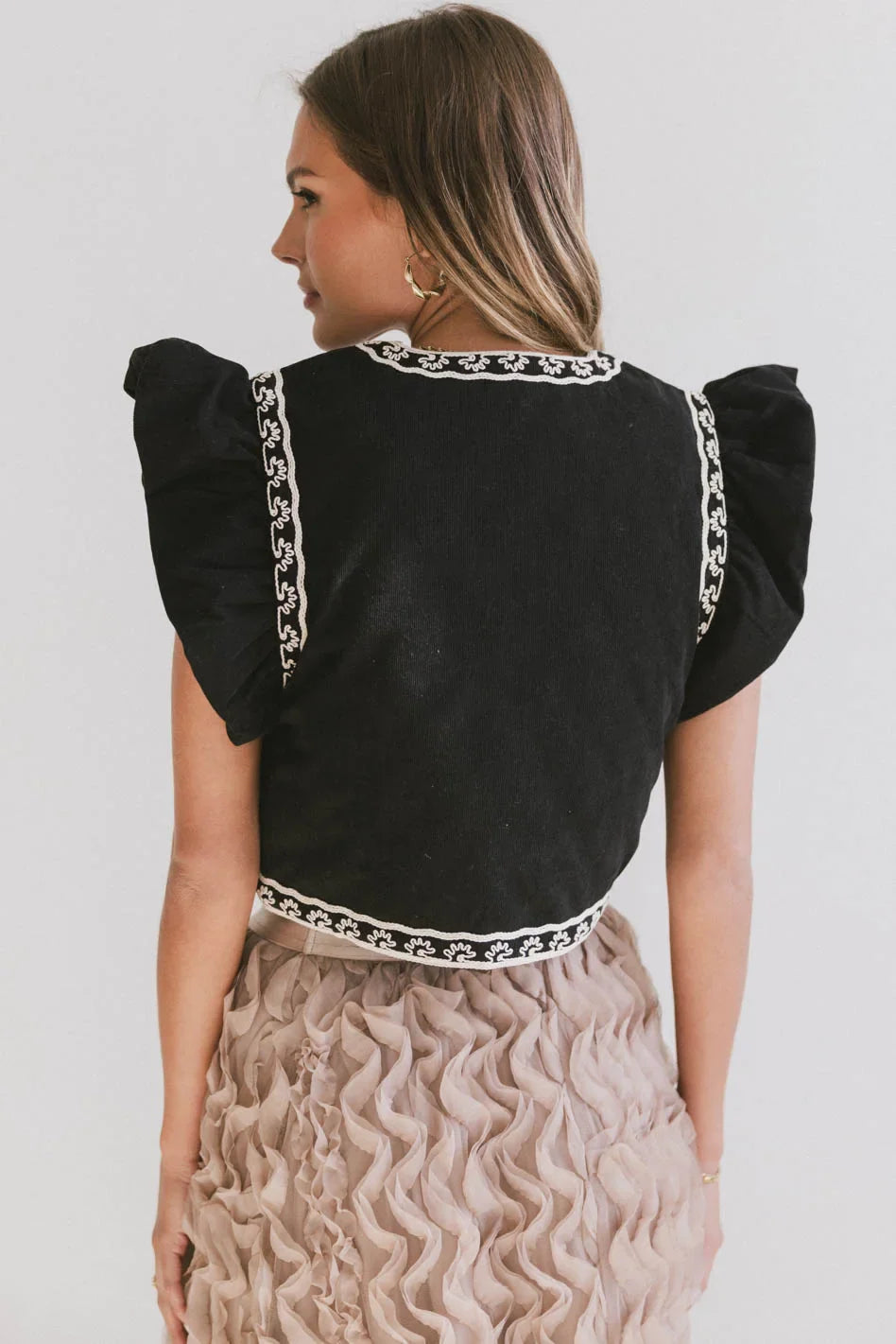 Damaris Embroidered Vest in Black