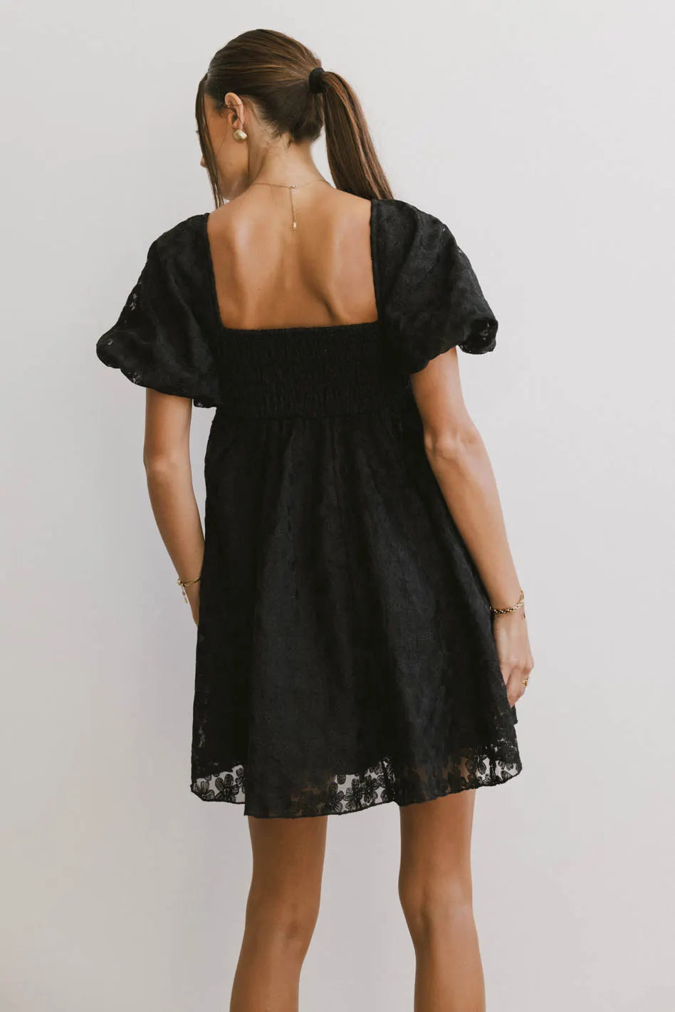 Elodie Floral Babydoll Dress in Black - FINAL SALE