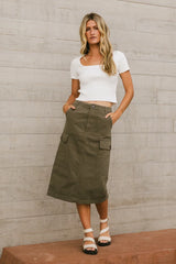 Damon Cargo Skirt in Olive - FINAL SALE