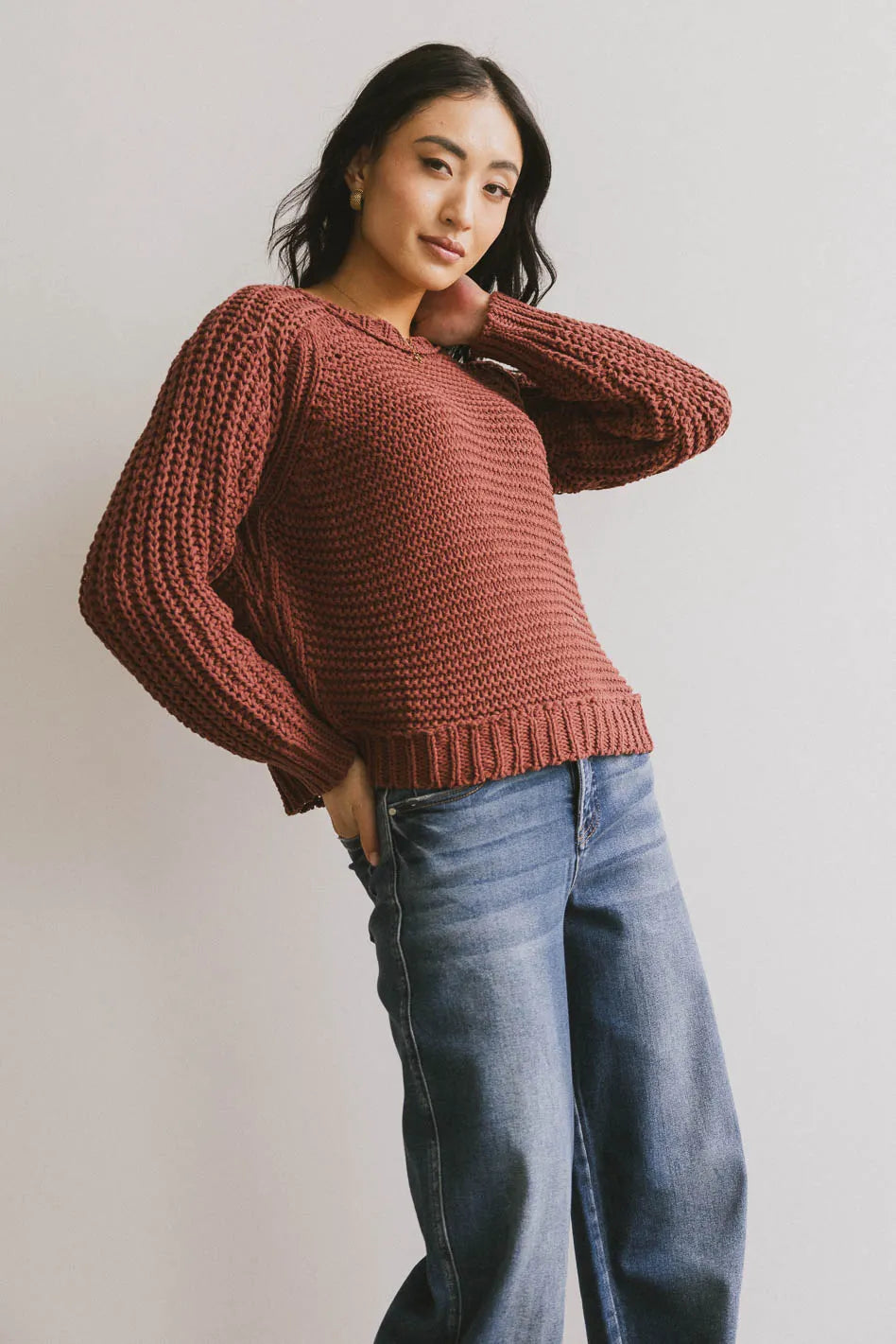 Juniper Textured Sweater in Berry