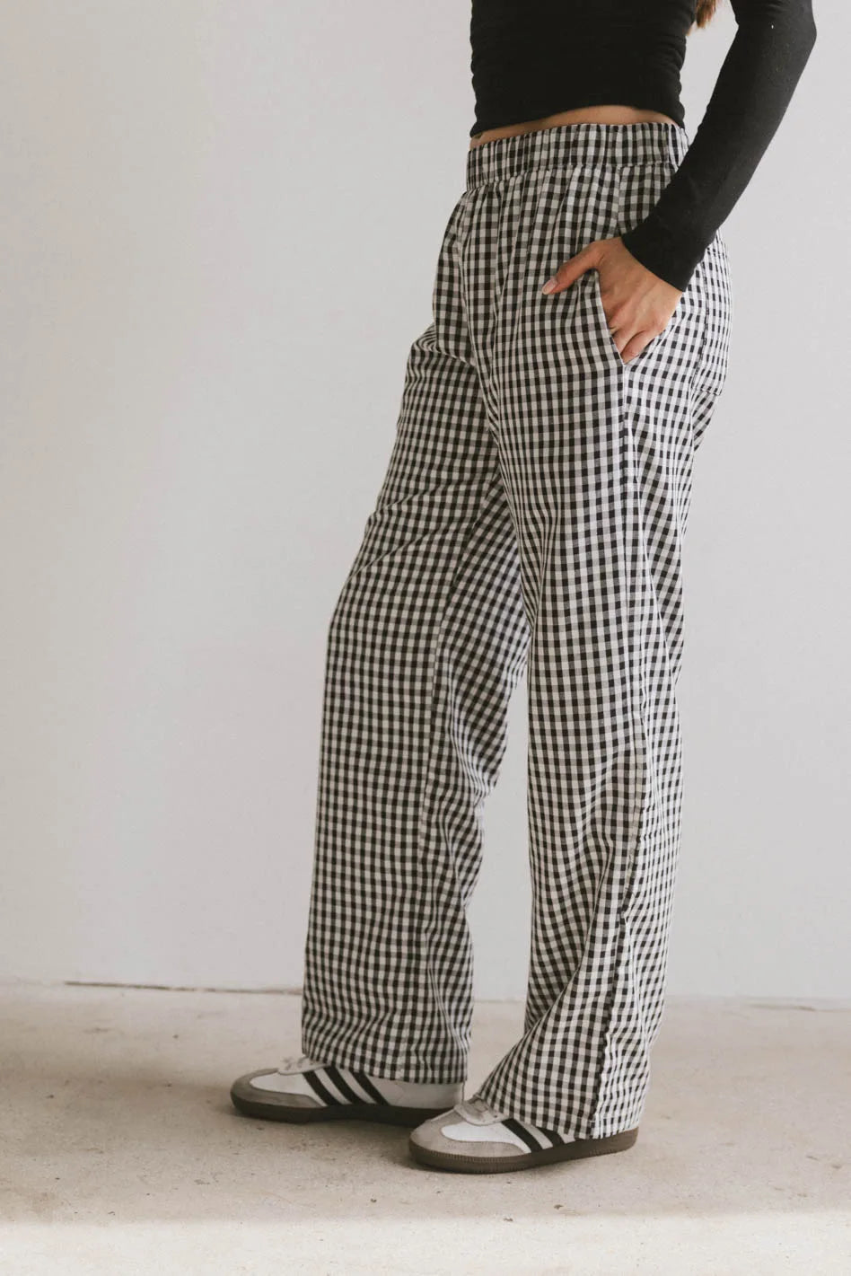 Romero Gingham Pants in Black