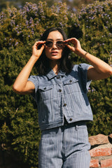 Jennie Denim Striped Button Up