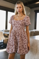 Aisling Bubble Mini Dress in Mauve