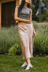 Zada Midi Skirt in Blush