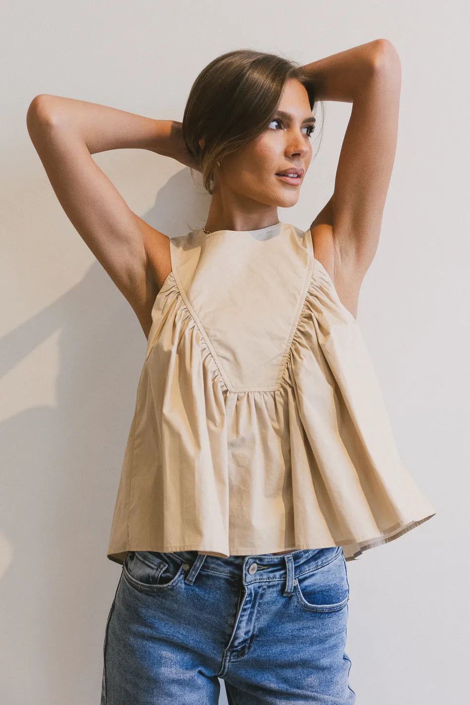 Anselle Swing Blouse in Taupe