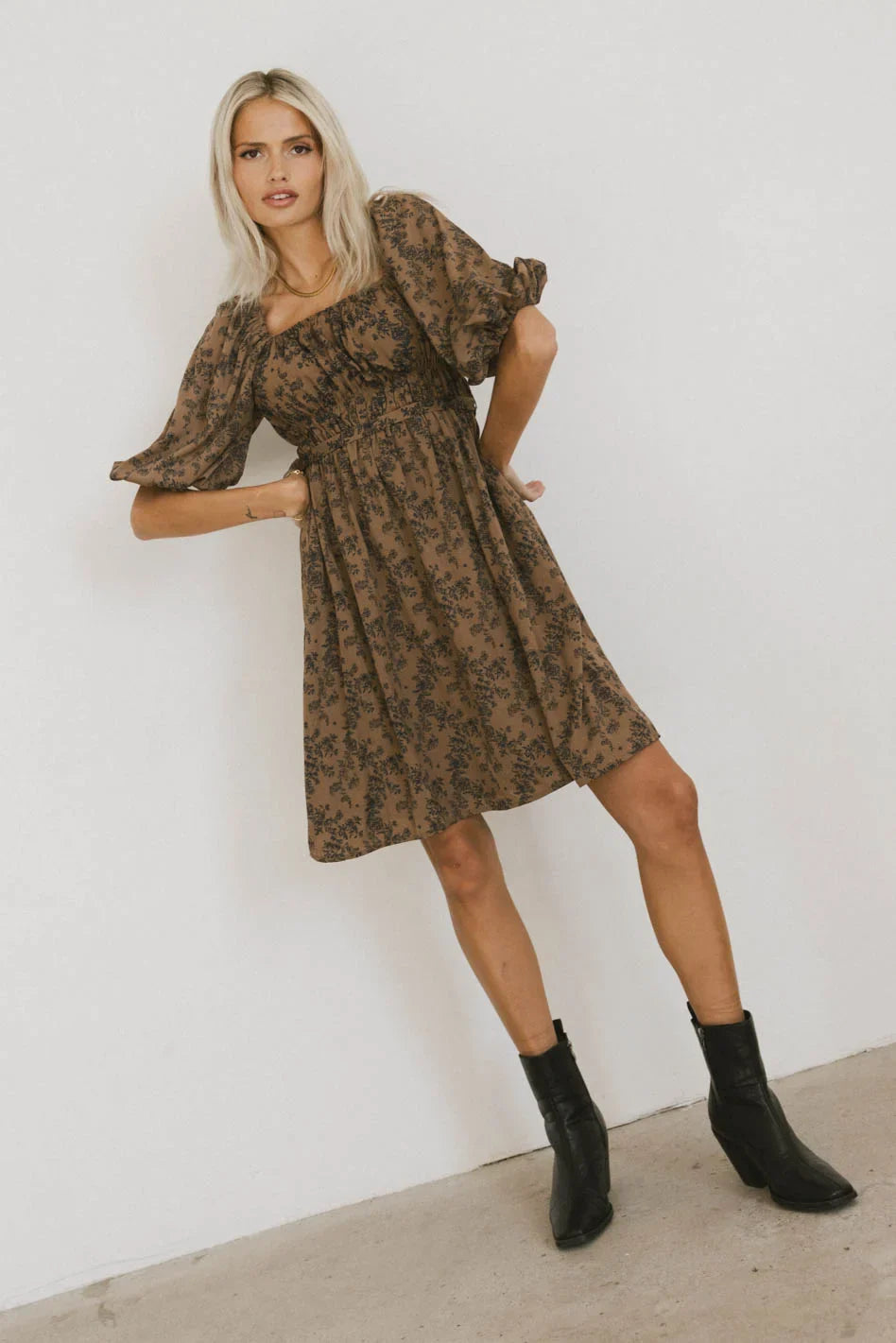 Bellamy Mini Dress in Brown