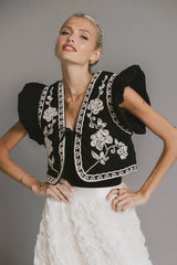 Damaris Embroidered Vest in Black