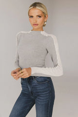 Cleo Ribbed Top in Grey