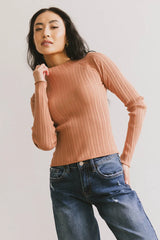 Azizi Ribbed Top in Clay