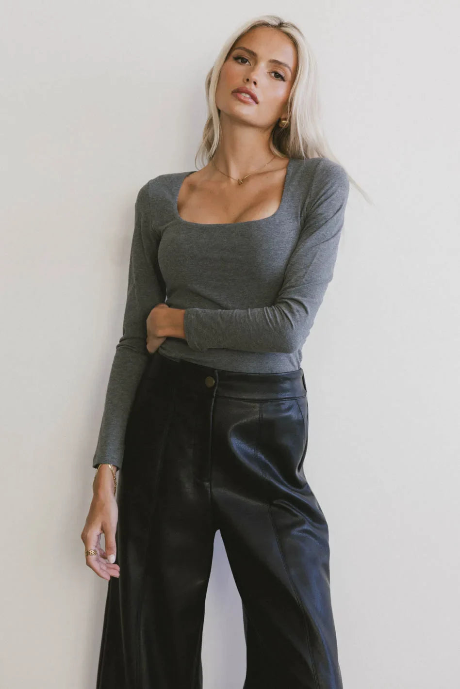 Tatiana Scoop Neck Top in Grey