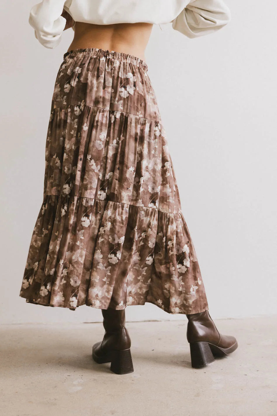 Maxine Floral Skirt in Brown