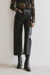 Sadie Wide Leg Pants in Black Leather