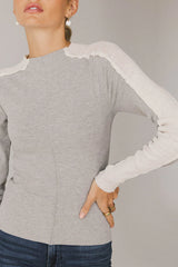 Cleo Ribbed Top in Grey