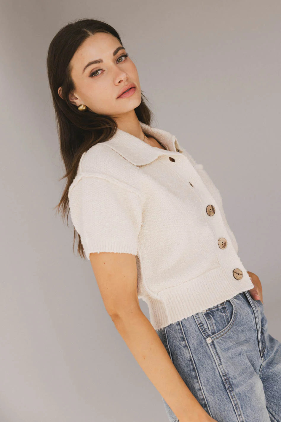 Hayes Knit Cardigan in Cream