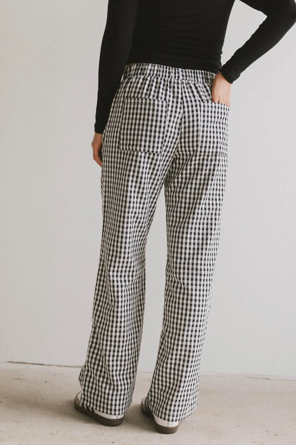 Romero Gingham Pants in Black