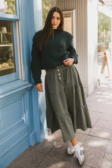 Luna Tiered Maxi Skirt in Sage - FINAL SALE