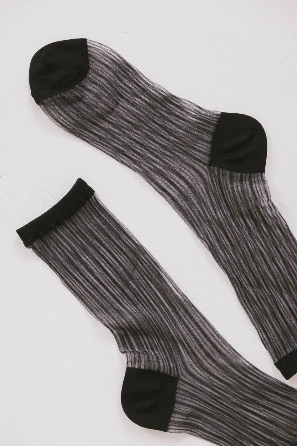 Sheer Striped Socks in Black