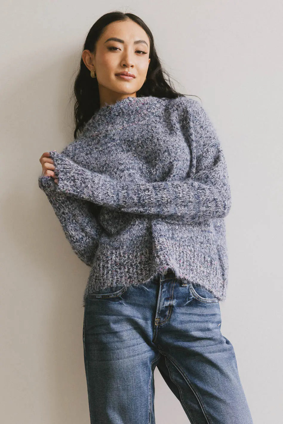 Carla Fuzzy Knit Sweater in Blue